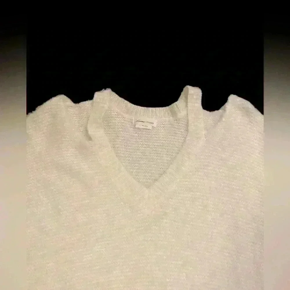 Lovers & Friends Ivory Cutout Fuzzy Sweater.